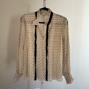 Max Studio Cream Black Polka Dot Blouse